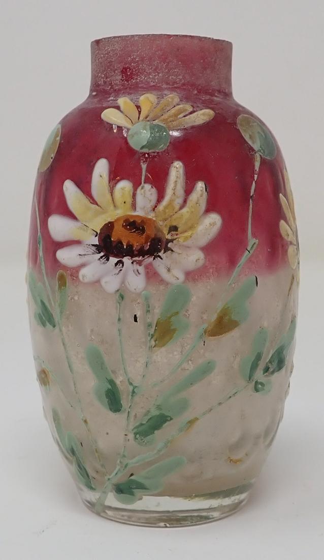 Glass Snuff Jar w/ Enamel Painted Flowers (1 of 6)