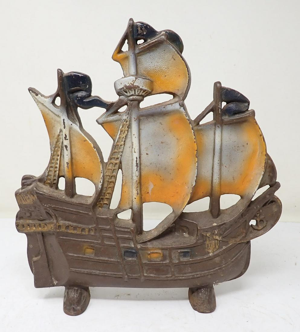 Titus Foundry Ship Doorstop: Cast Iron Doorstop No. 200 is approx 10 1/2" x 11" tall