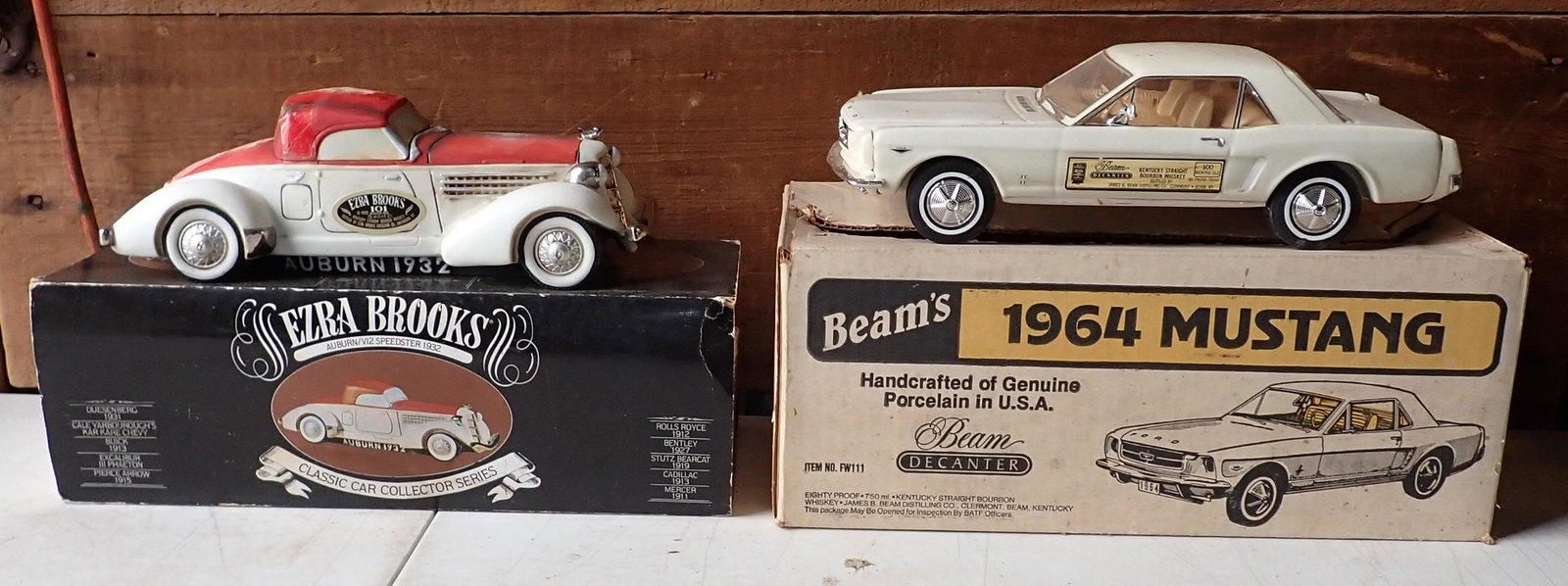 Beam's 1964 Mustang Ezra Car Decanters: If there is alcohol in any, buyer must dump them out before leaving property !! No shipping