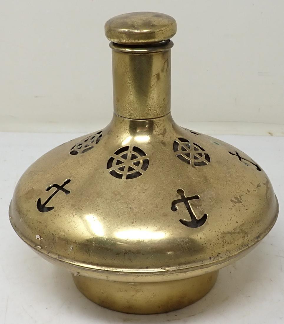 Swedish Ship Anchor Decantor Music Box: Musical decanter is apprx 6 1/2" in diameter and 7" tall