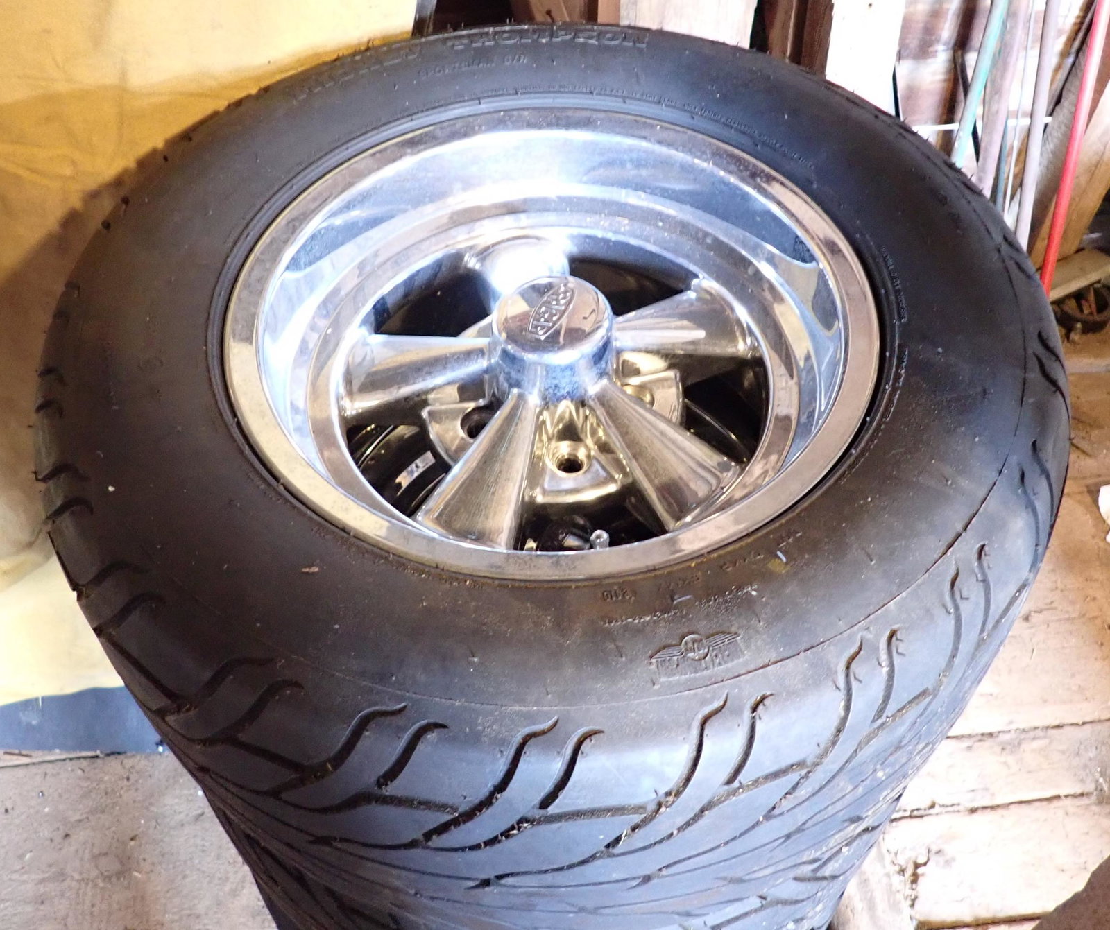Cragars & Mickey Thompson 26x12.00R15 LT Tires Mustang: Were on a Ford Mustang . Set of 4. NO SHIPPING