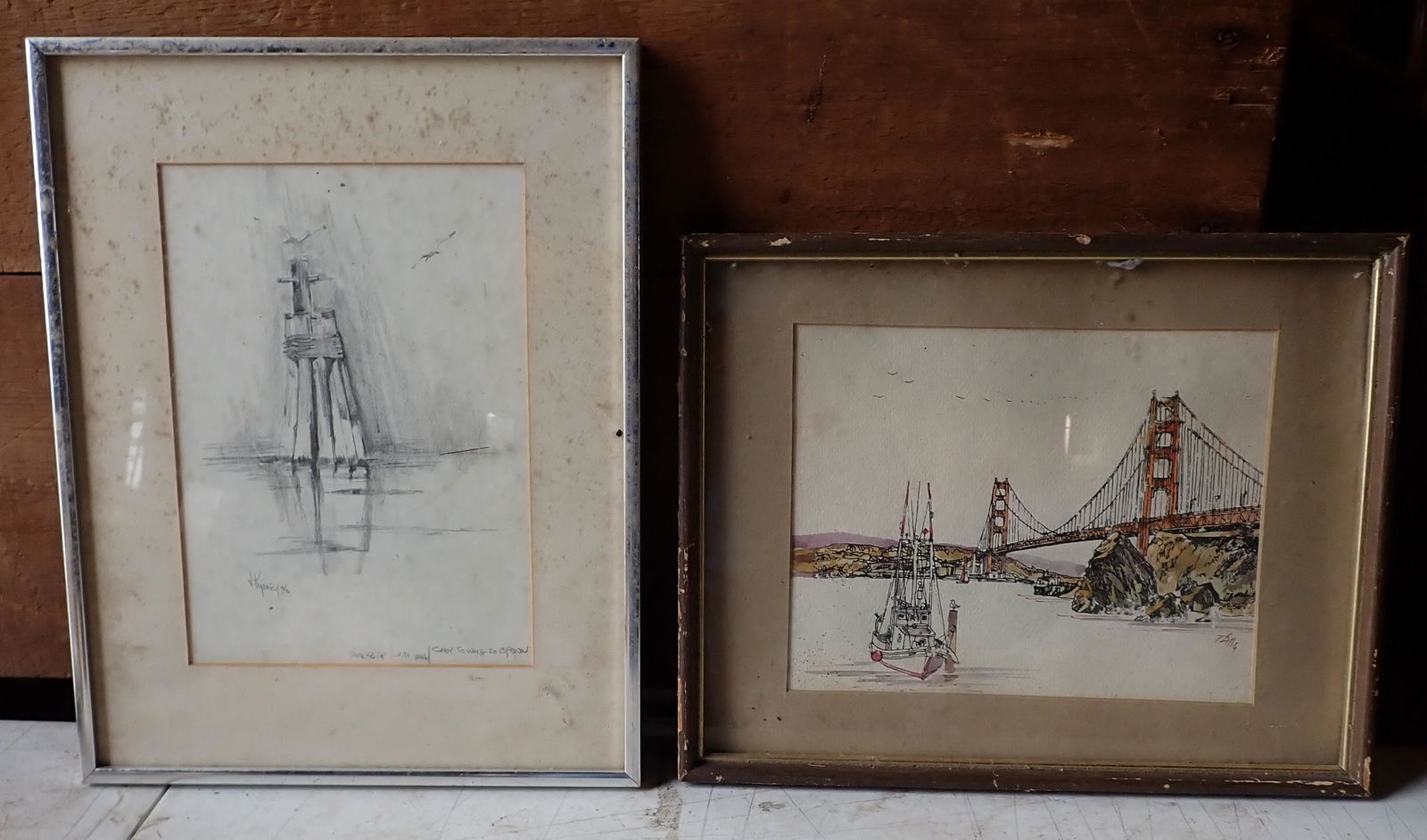 Signed Drawing & Tally Hand Colored Litho (1 of 6)