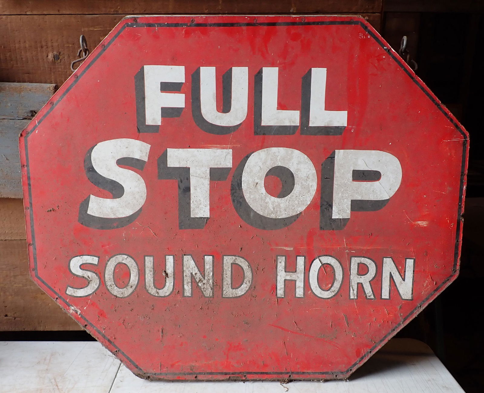 Double Sided Wooden Stop Sign (1 of 3)