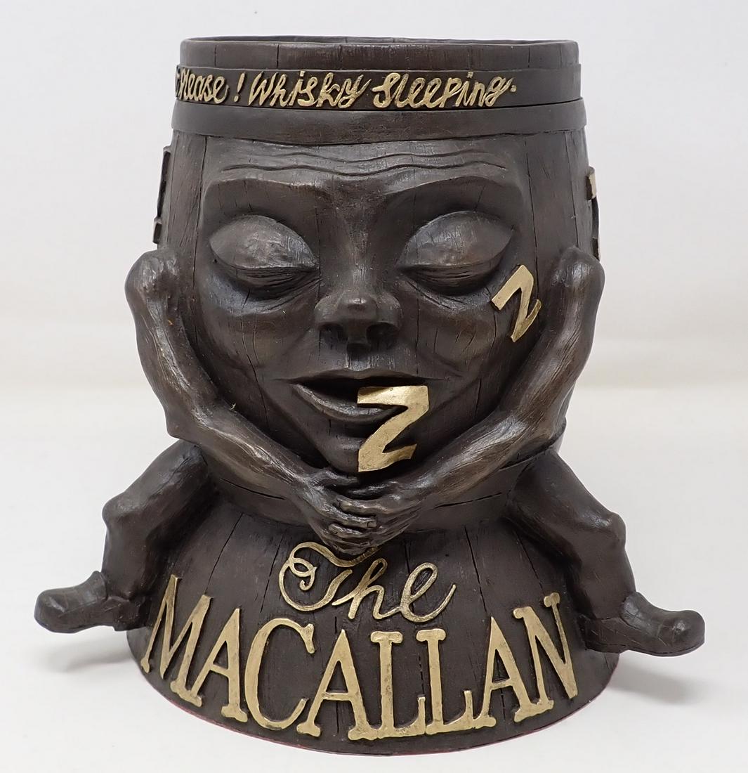 Ballantynes Macallan Sleeping Whisky Container: Spanish Oaks Sherry Casks Container is approx 7 1/2" in diameter and 8 1/2" tall