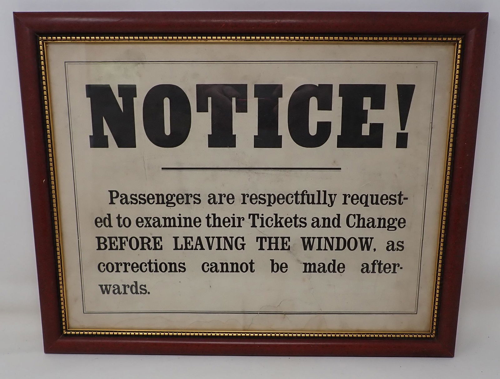 Passenger Train Ticket & Change Sign (1 of 2)