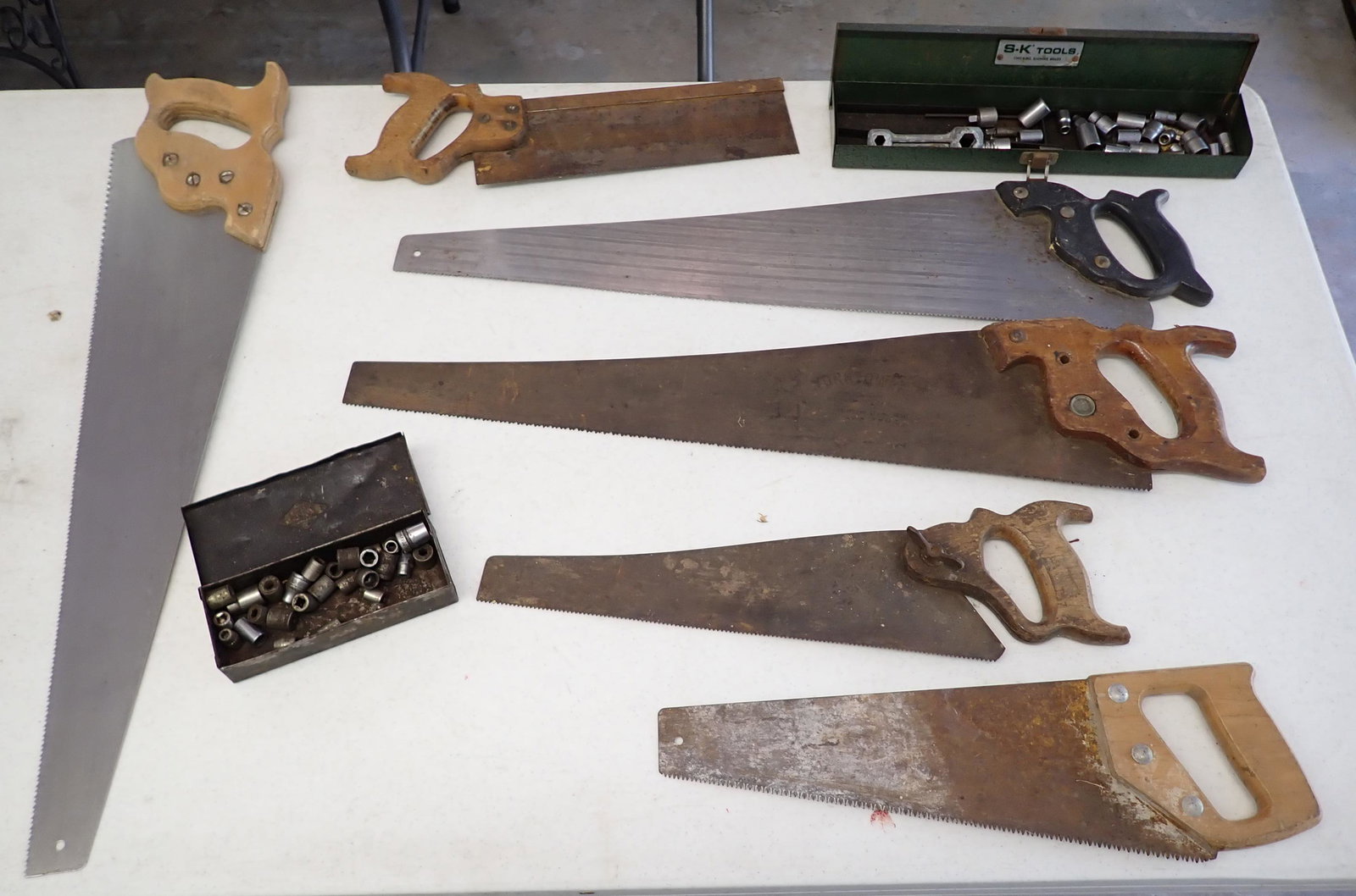 Hand Saws & Sockets: Longest saw is approx 29". NO SHIPPING