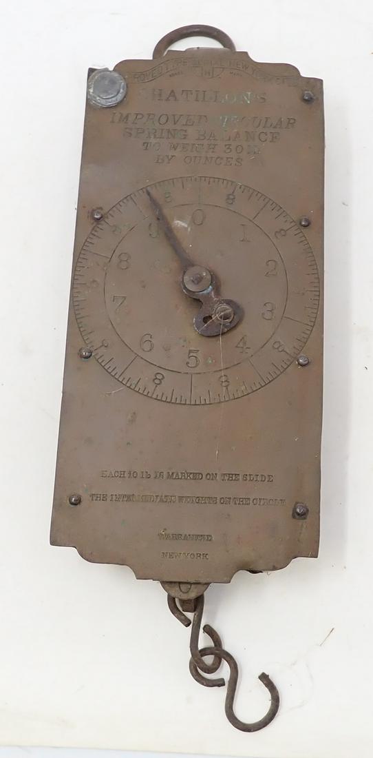 Chatillon's Brass Hanging Scale 30lb (1 of 2)