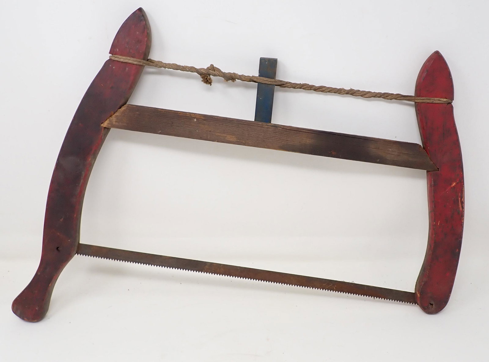 Buck Saw in Red Paint: Approx 19 3/4" long