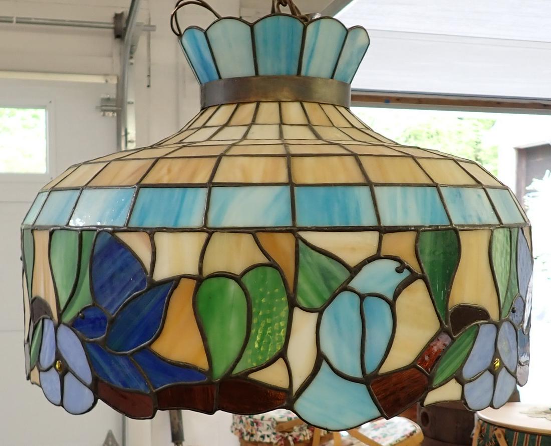 Stained Glass Light Fixture w/ Blue Birds (1 of 3)