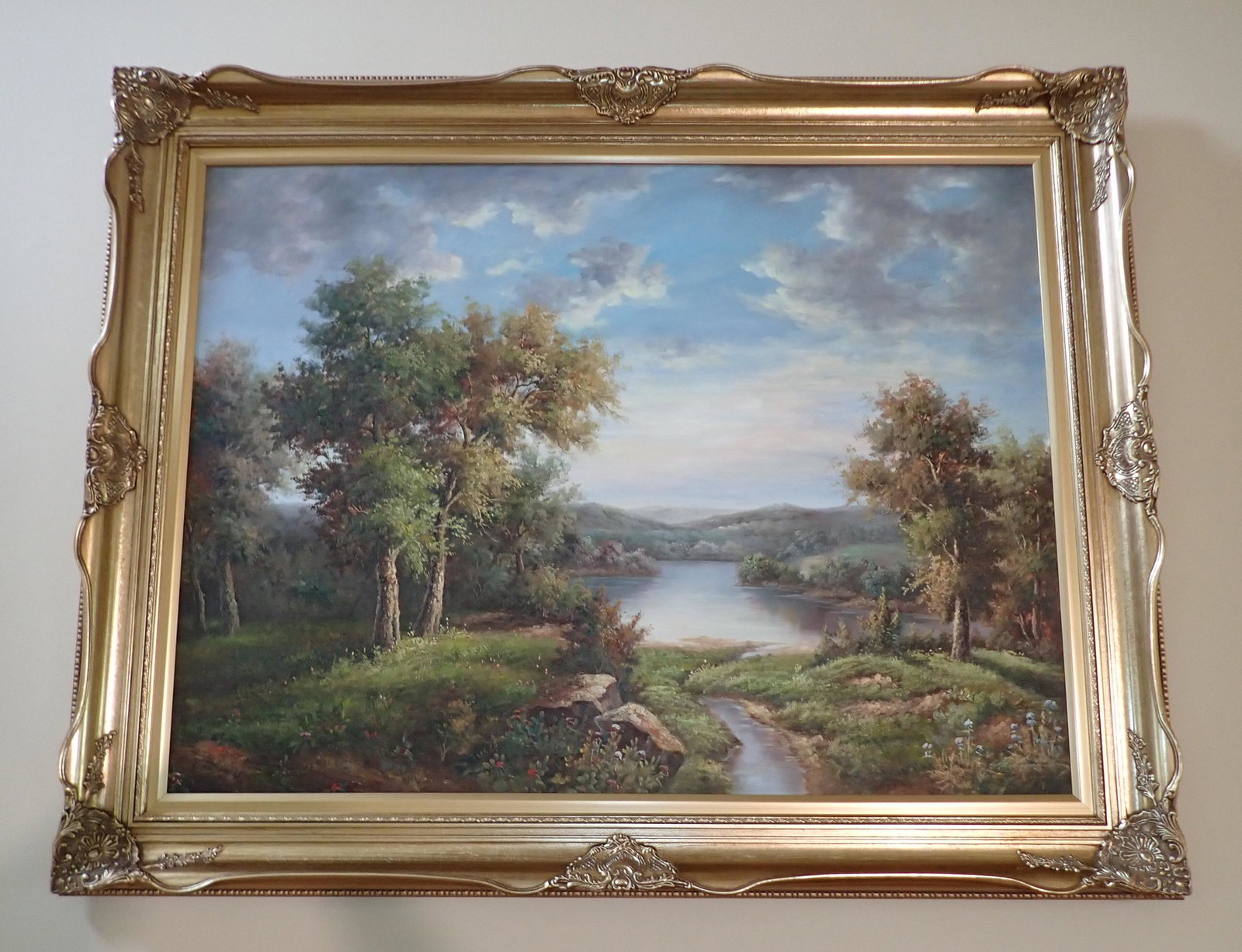 Signed Oil on Canvas Painting: Apprx 45" x 57" . NO SHIPPING