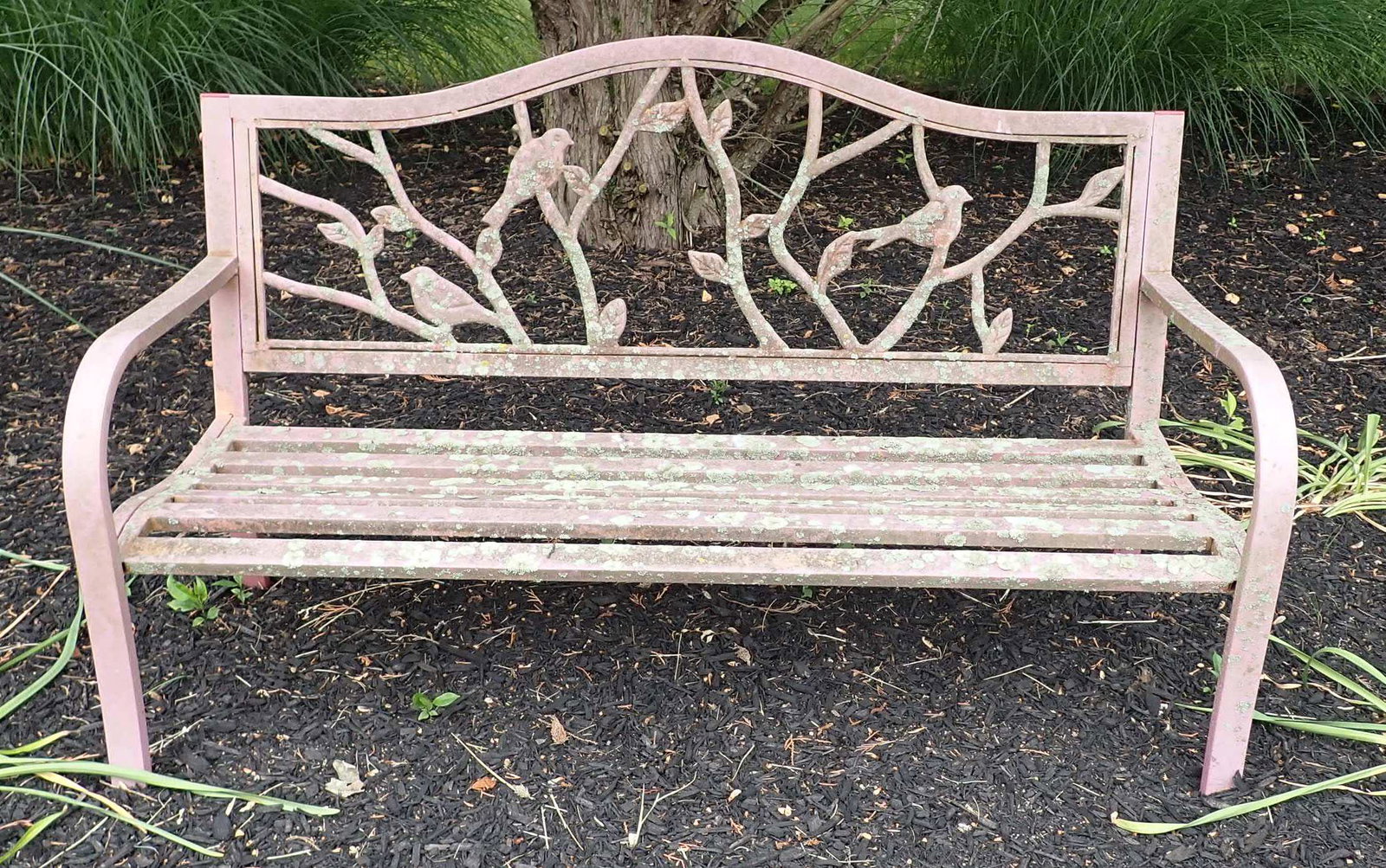 Aluminum Garden Bench w/ Birds: Approx 50 1/2" long. NO SHIPPING