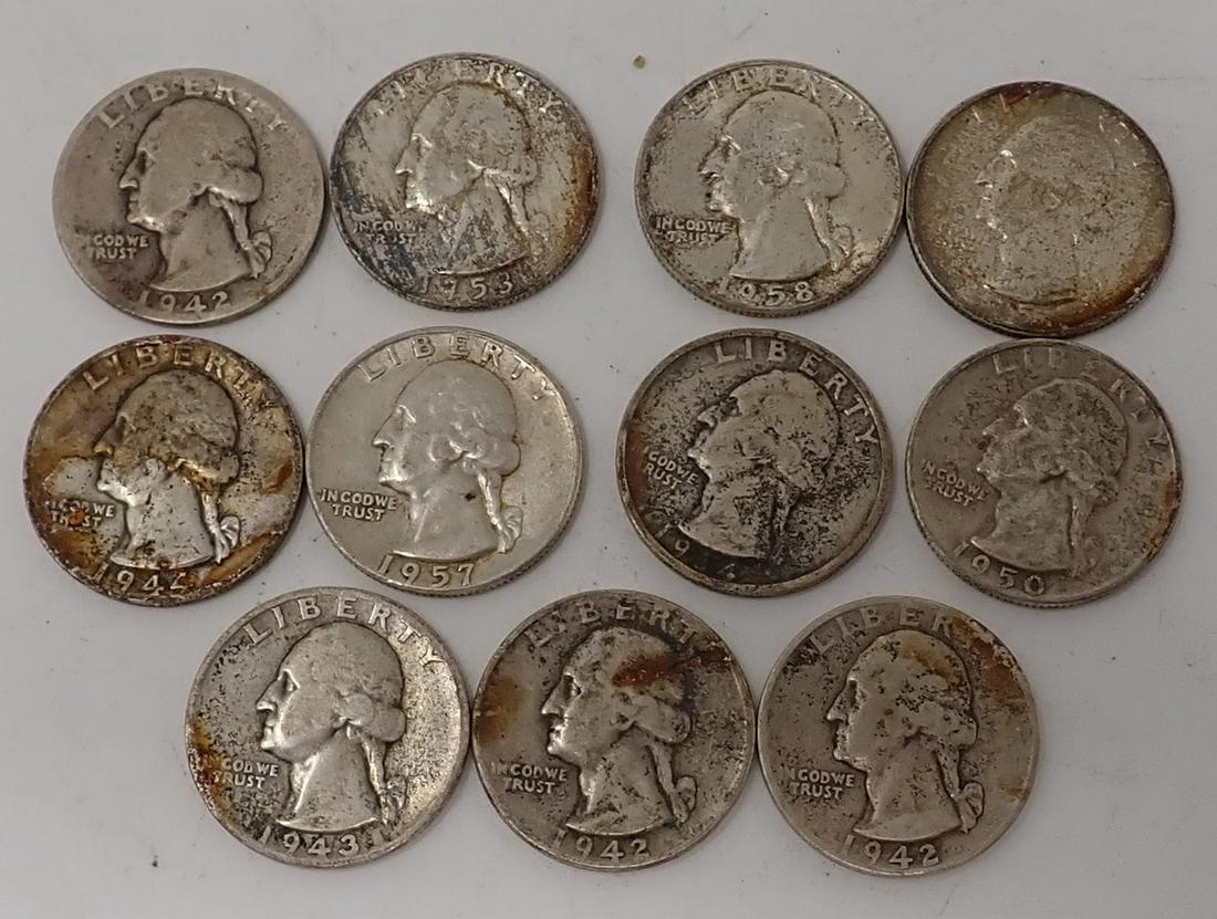 11 Silver Washington Quarters (1 of 6)