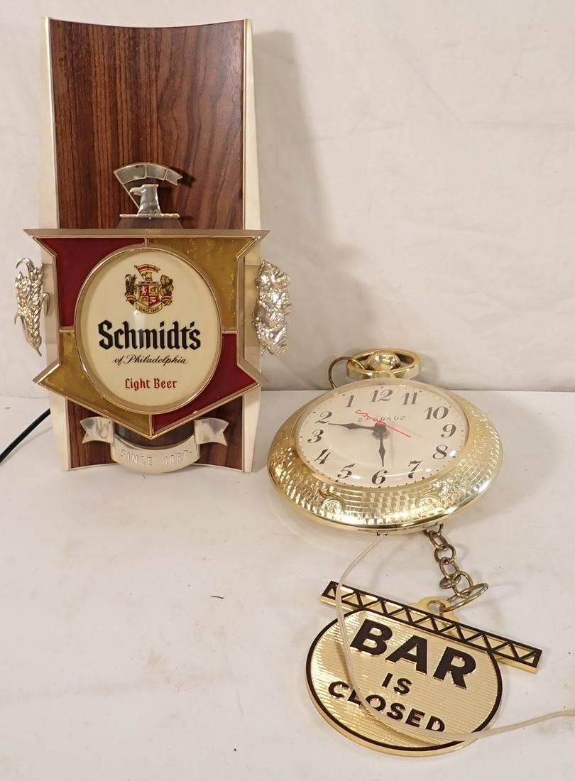 Schmidt's Beer Sign Spartus Bar Clock (1 of 5)