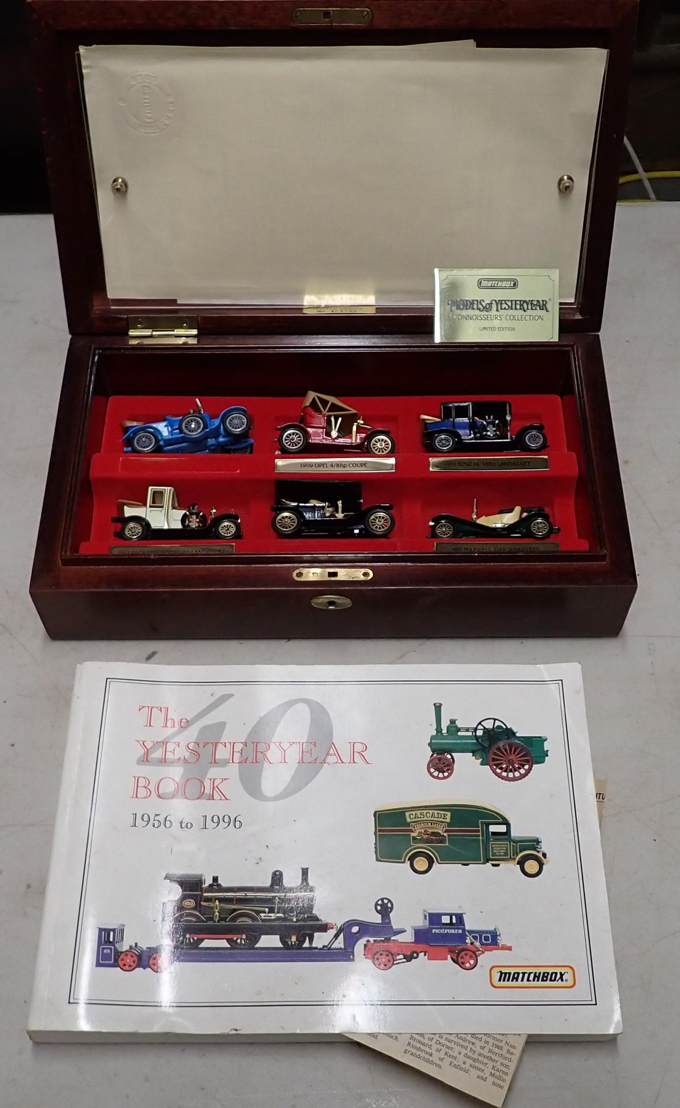 Matchbox Models of Yesteryear Cars & Book: Book, cars, and case.