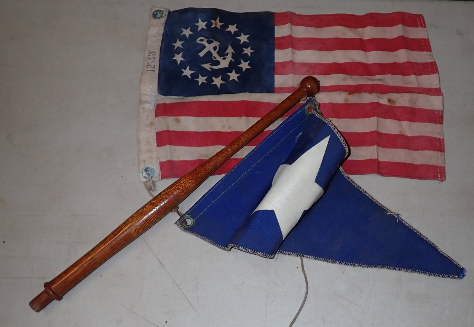 Vintage Boat Flags: Back one is 12" x 18"