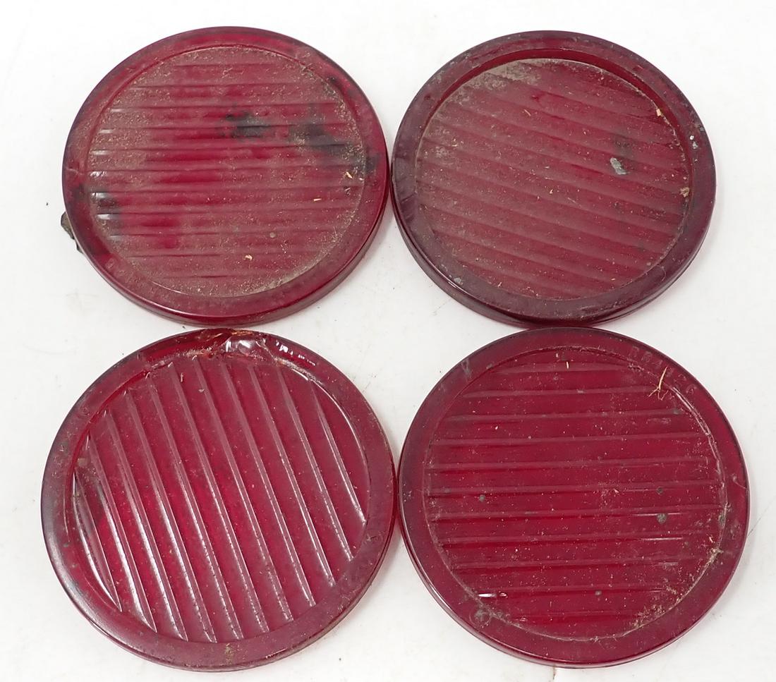 Glass Red Tail Light Lenses: Approx 3 1/2" in diameter.