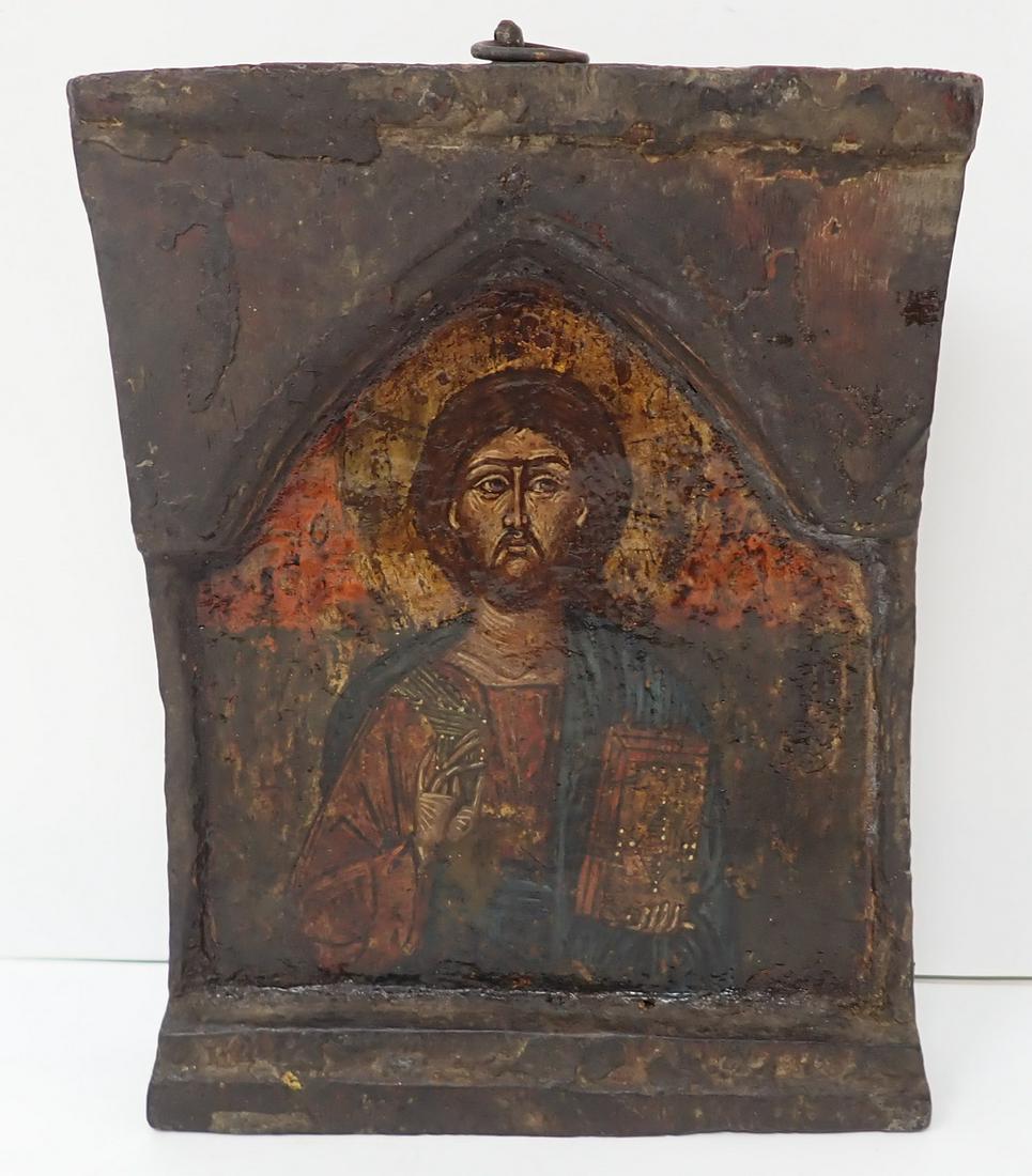 Early Religious Oil on Board Painting (1 of 3)