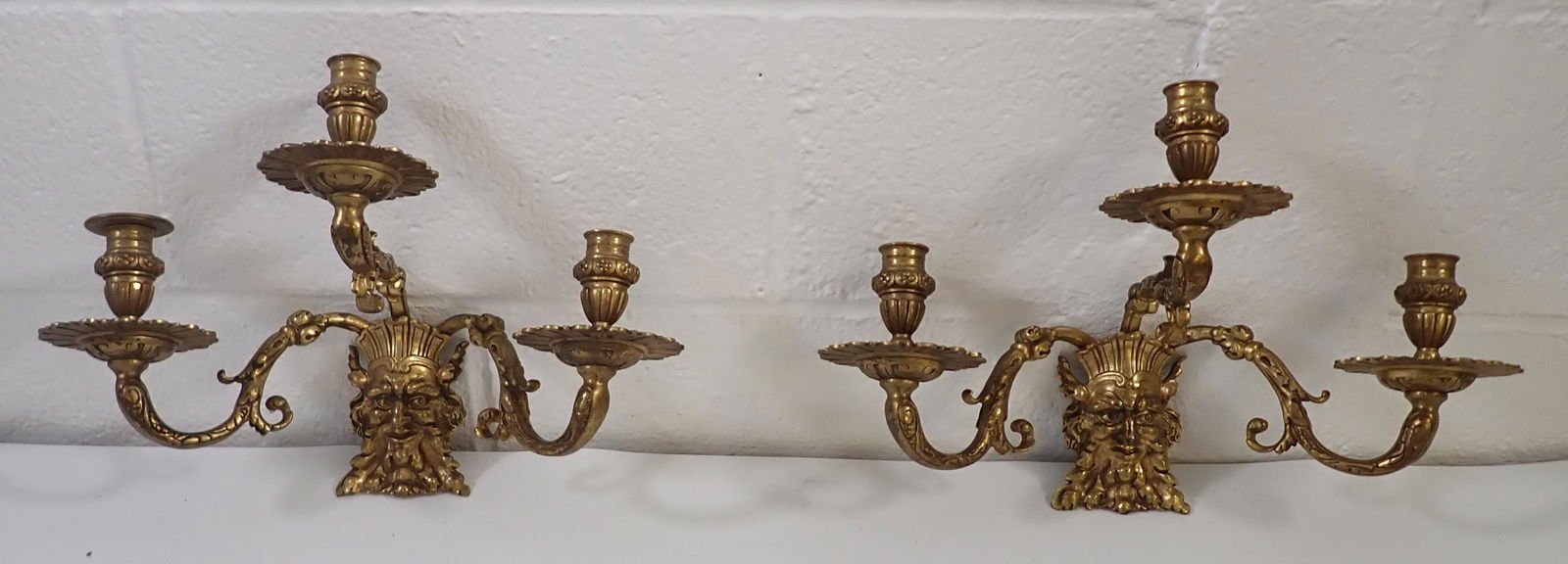 Pair of French 3 Arm Bronze Wall Sconces (1 of 7)