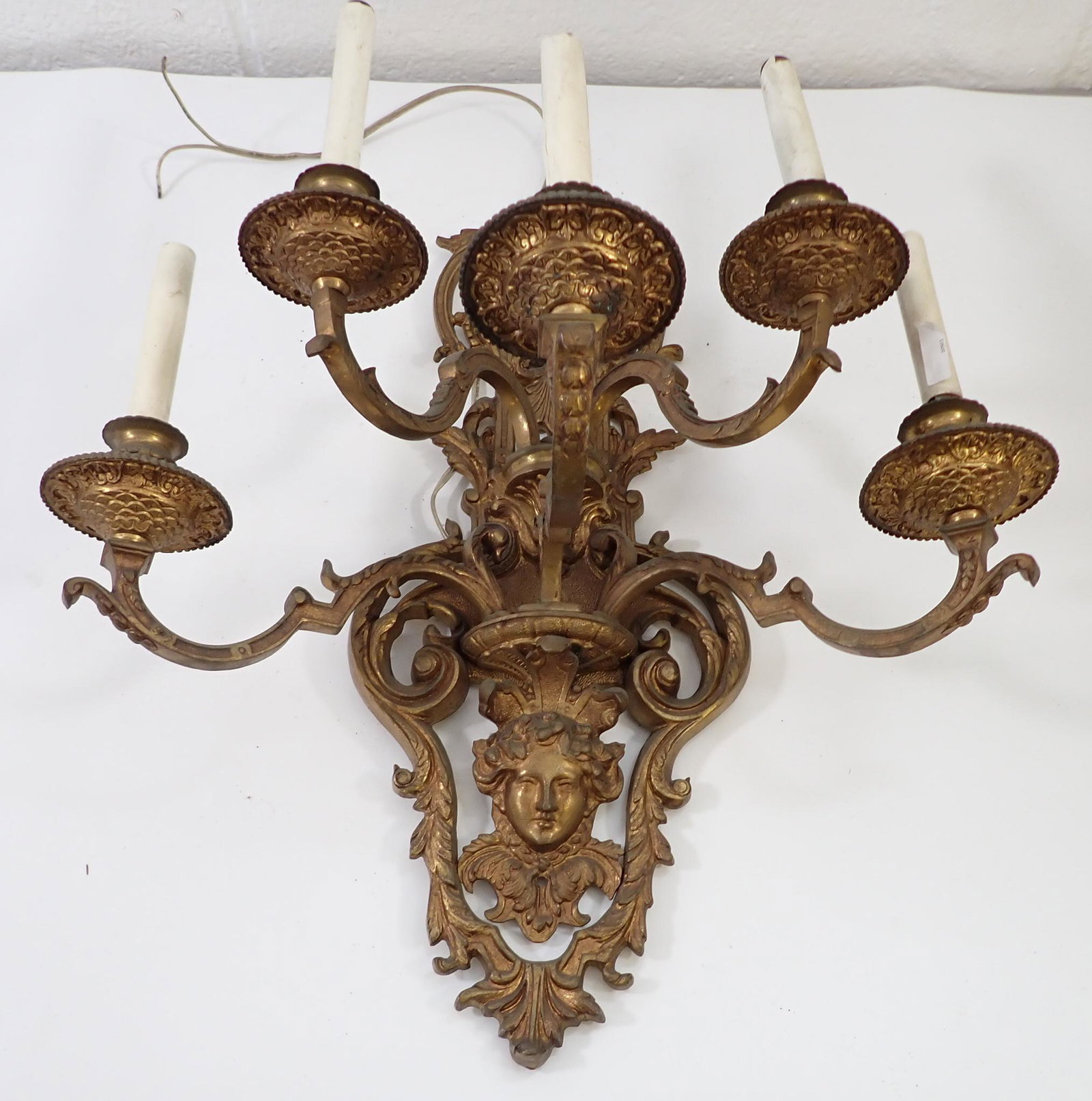 Brass Figural 5 Arm Wall Sconce (1 of 8)