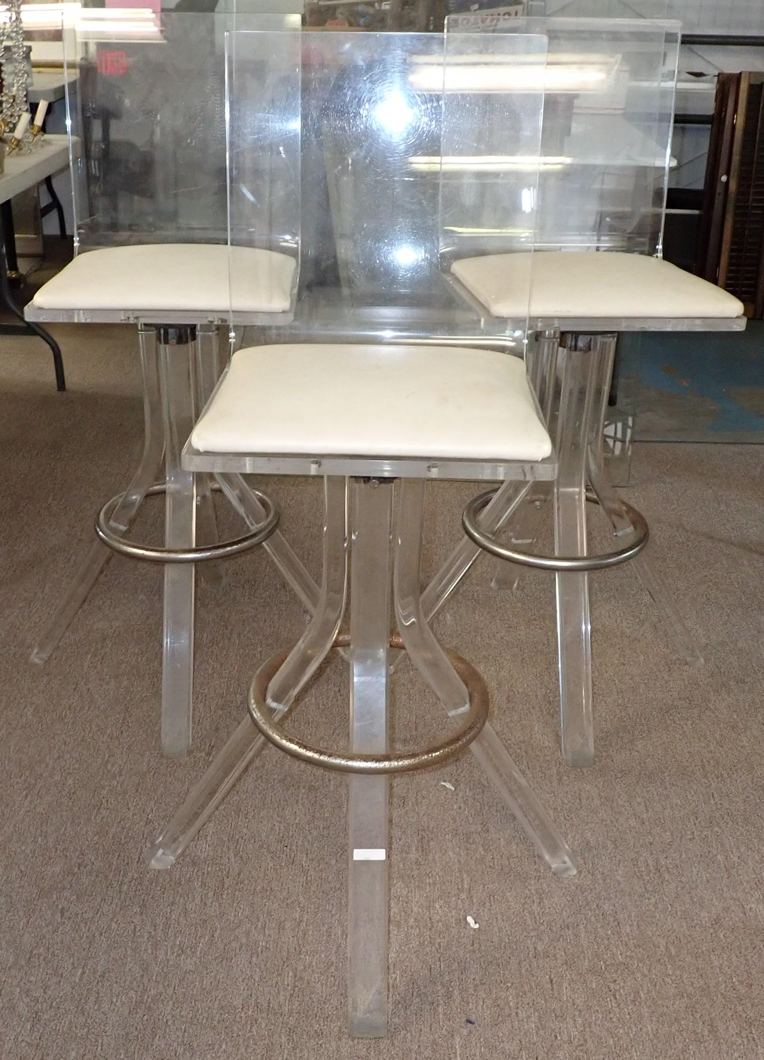 3 Lucite Mid Century Modern Bar Stools Auction