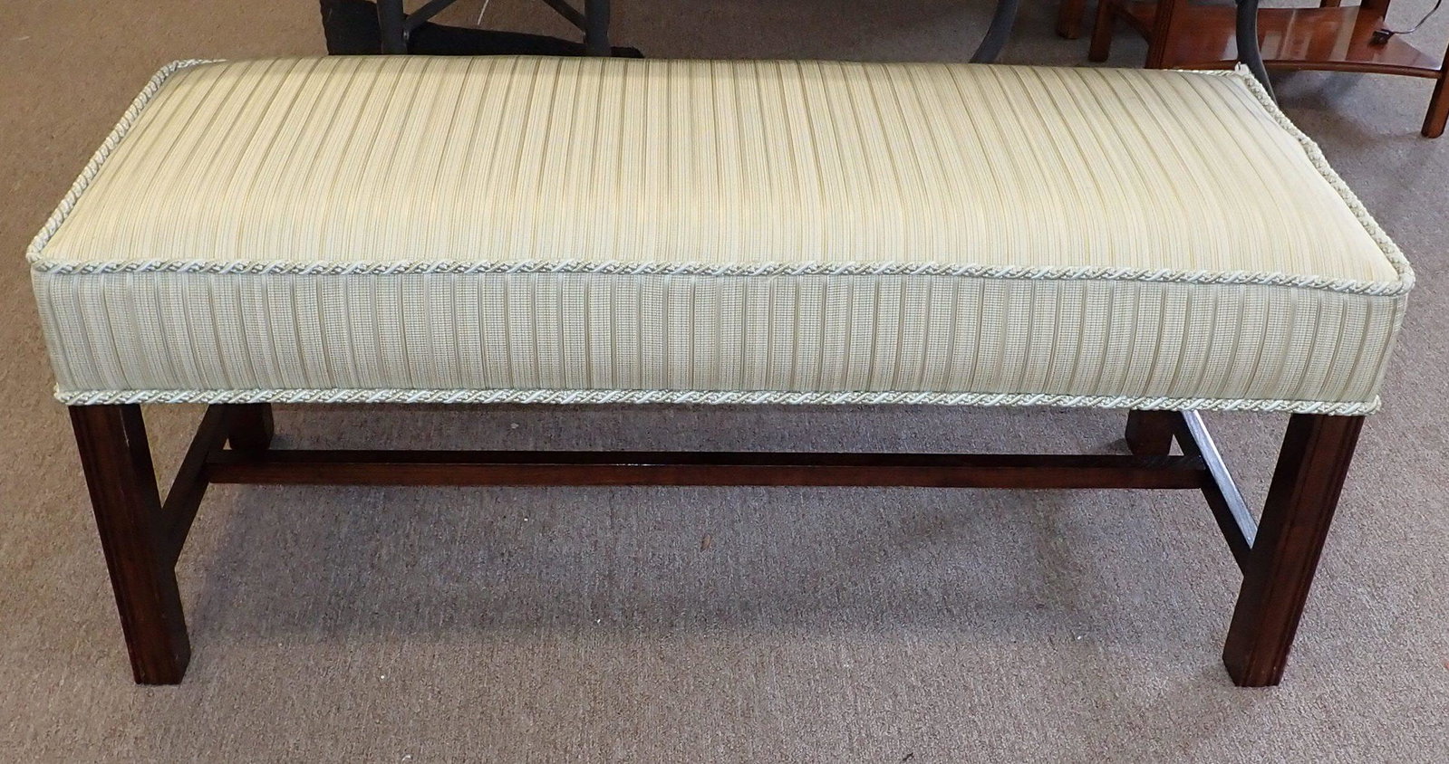 Upholstered Bench: Approx 17" x 43" x 18" tall. NO SHIPPING