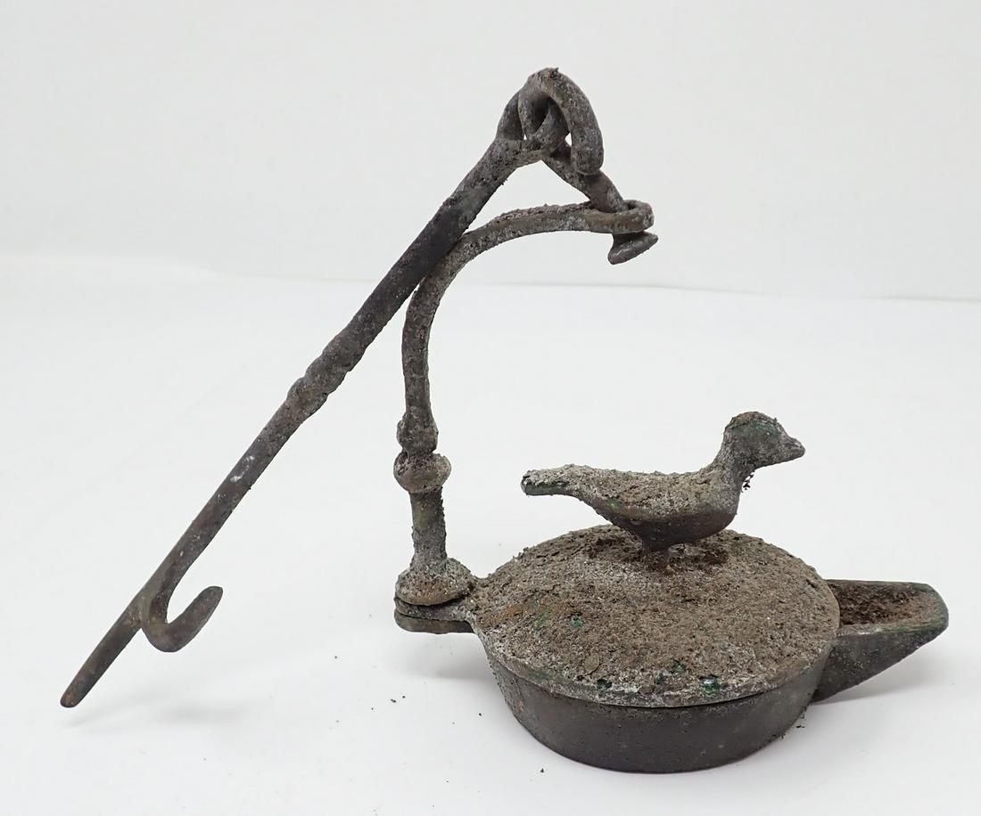 Bronze Betty Lamp w/ Bird (1 of 5)