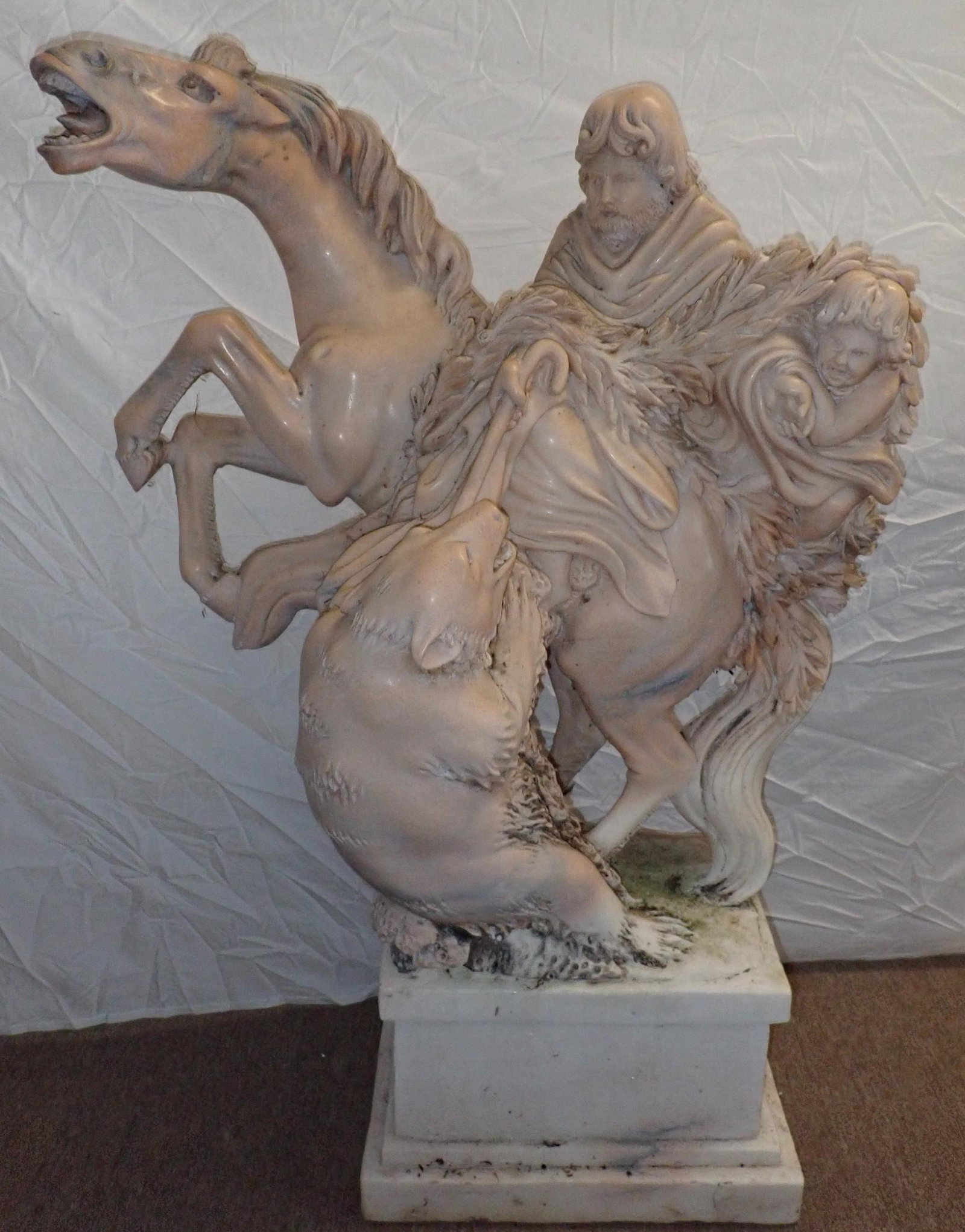 Man Horse Bear & Cherub Marble Sculpture (1 of 18)