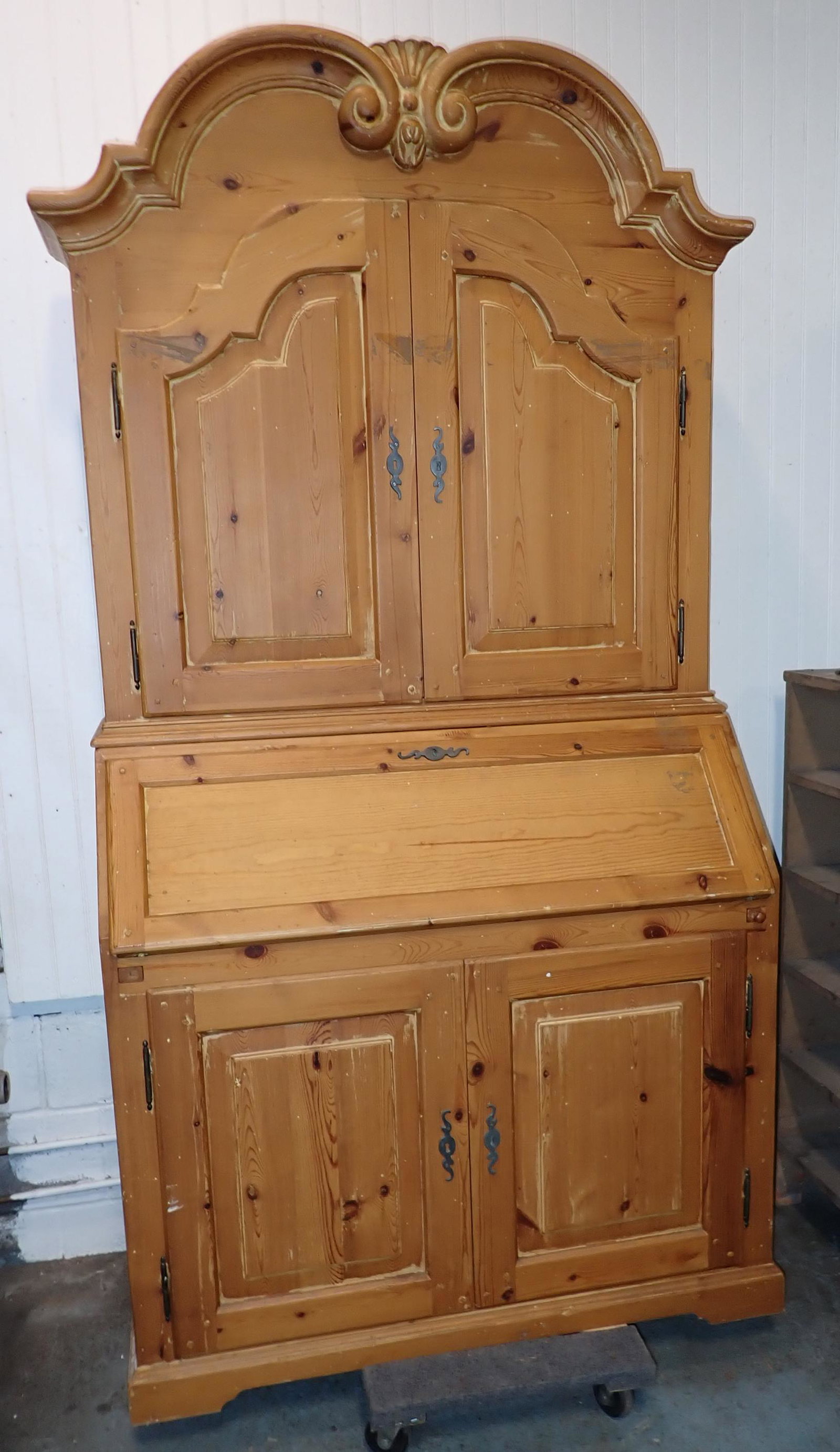 Slant Front Scrubbed Pine Secretary Desk (1 of 9)