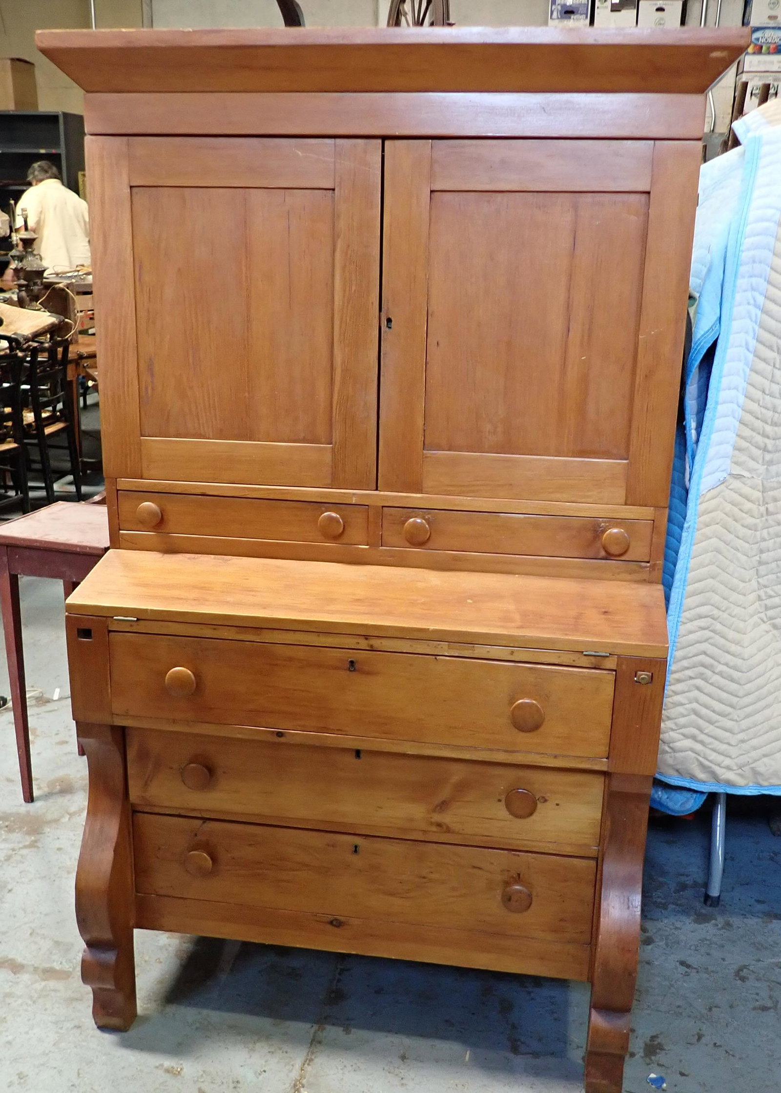 Secretary Desk: Apprx 19" x 37 1/2" x 67" tall. It is 2 piece. No shipping ! Bring help to load