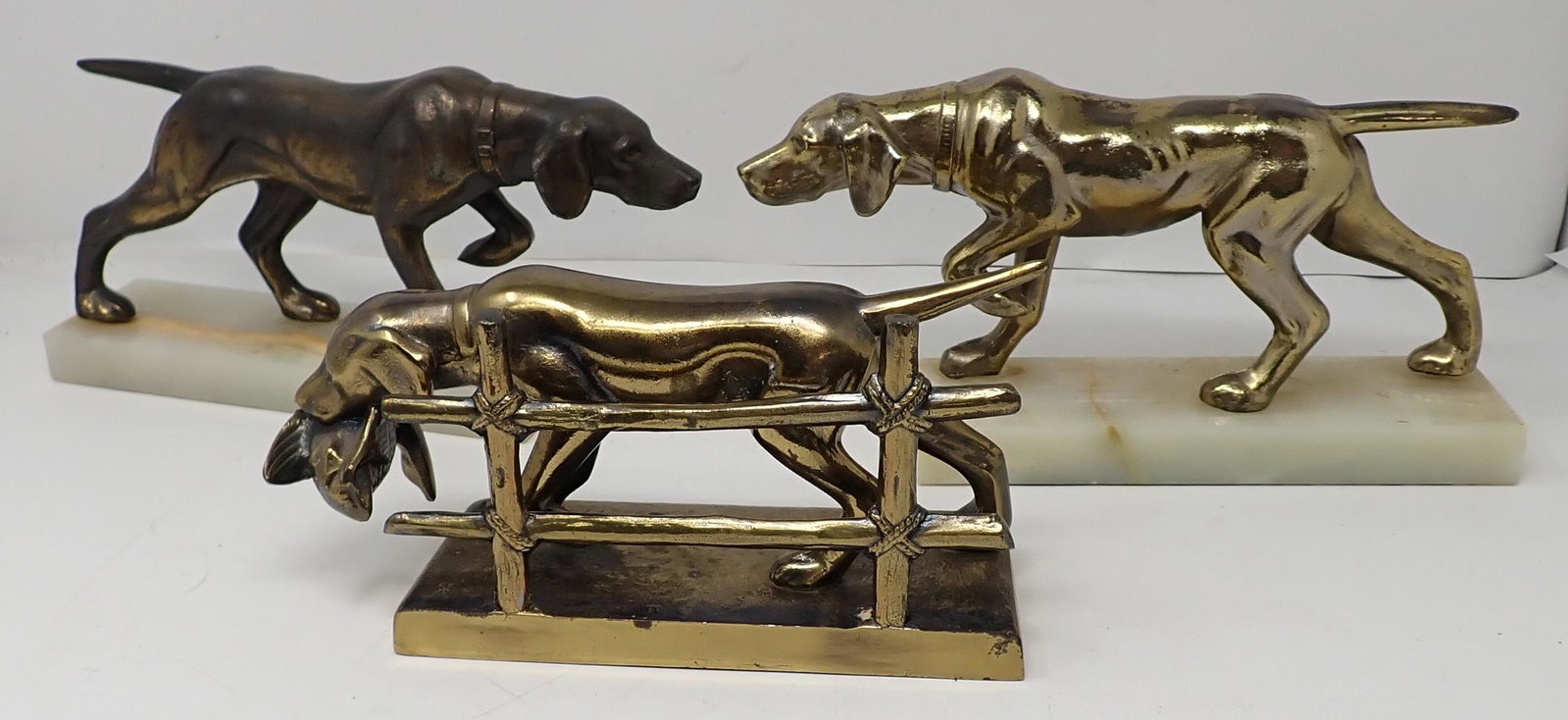 Brass Bird Dogs incl Letter Holder: Far back right one is apprx 10" long