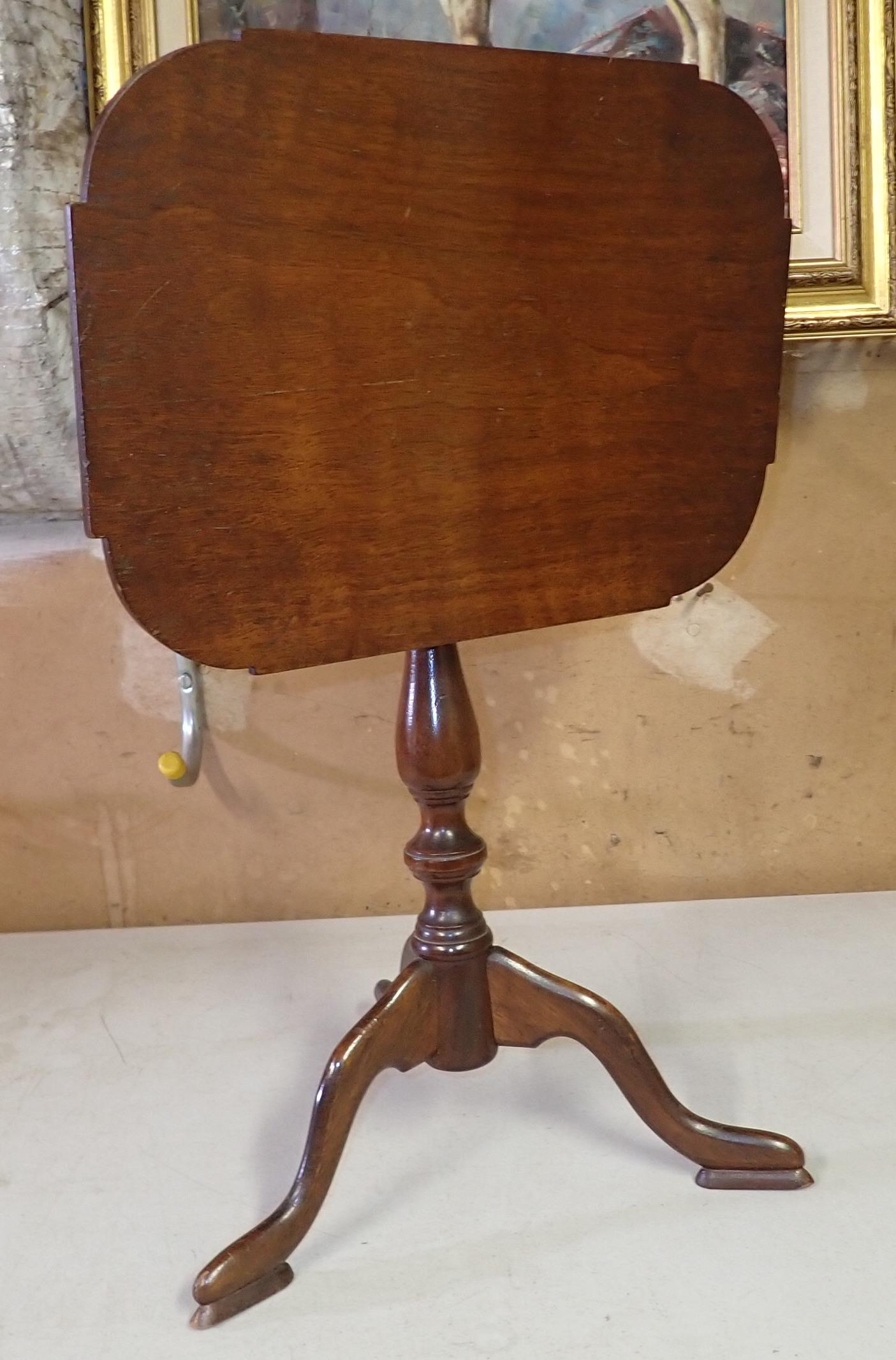 Childs Tilt Top Candle Stand: Approx 11 1/2" x 16 1/2" x 17 3/4" tall. NO SHIPPING