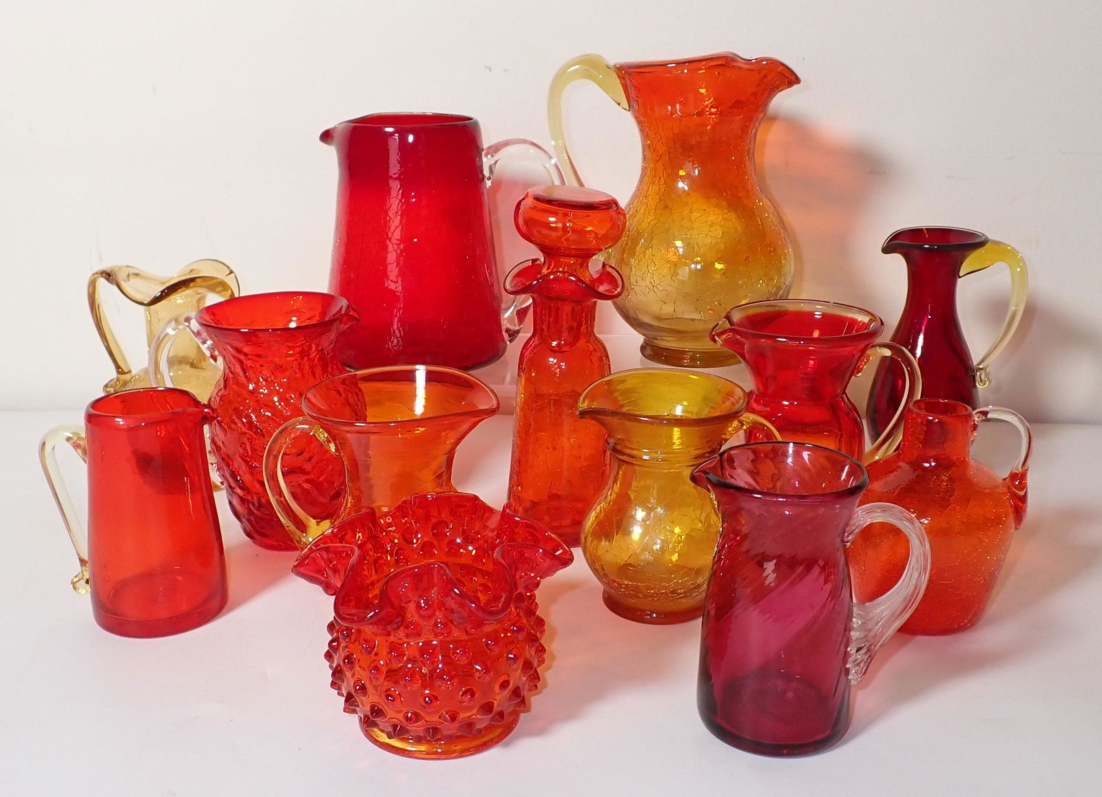 Pitchers Decanters Crackle & Misc Glassware (1 of 3)