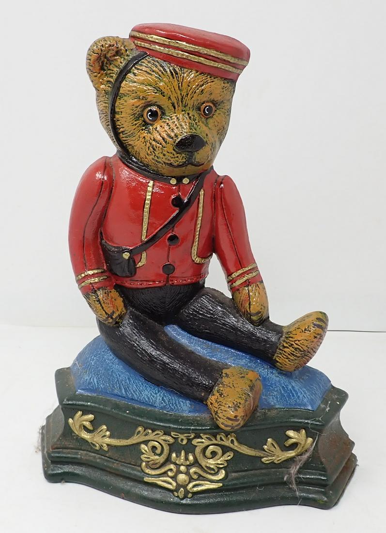 Cast Iron Teddy Bear Soldier Doorstop (1 of 2)