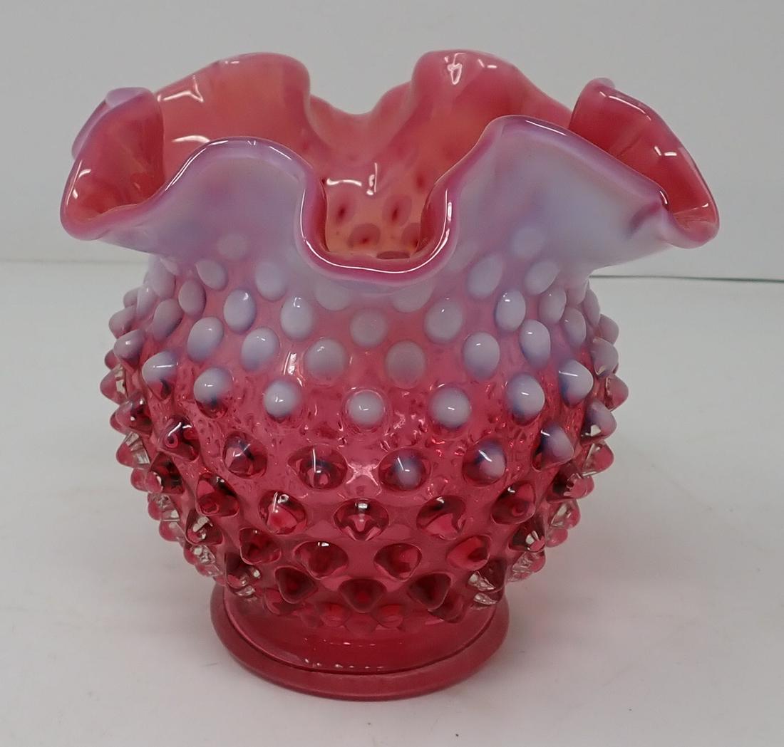 Fenton Opalescent Hobnail Bowl: Approx 4 1/2" tall and 4 3/4" in diameter.