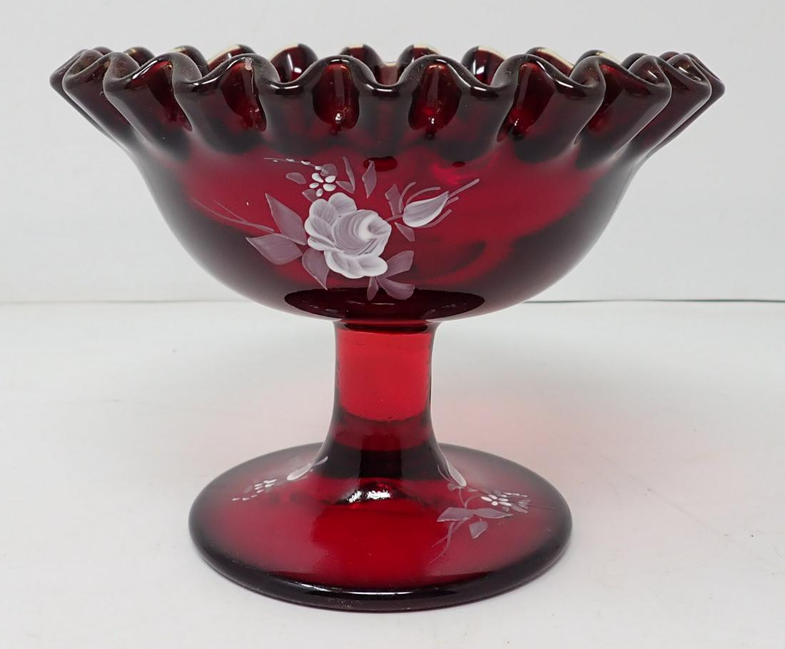 Fenton Hand Painted Candy Dish by A Mason (1 of 3)