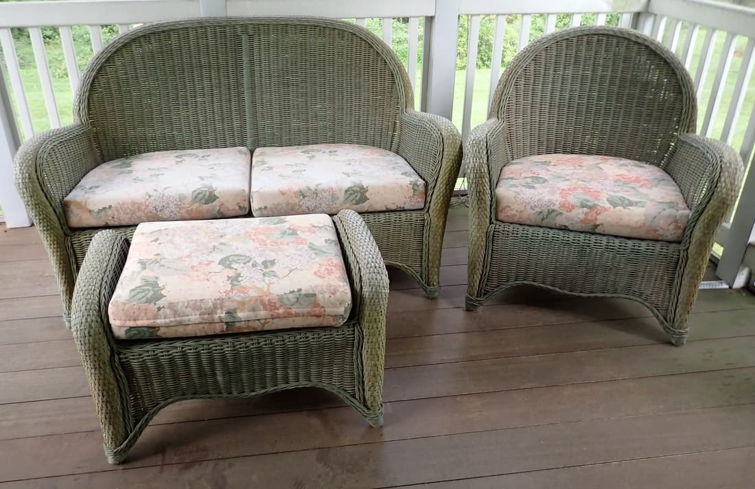 Wicker Patio Sofa Ottoman & Chair (1 of 4)