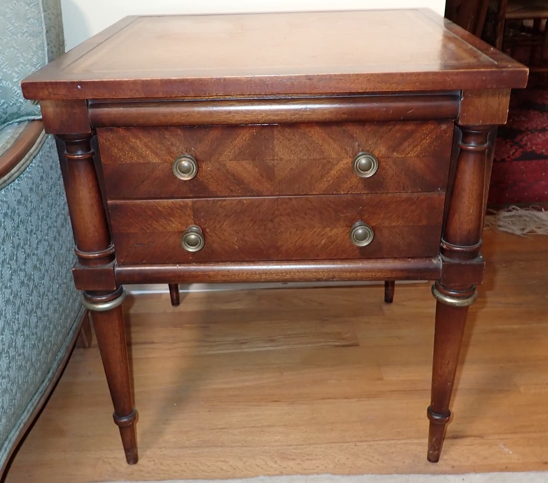 Lane 2 Drawer Leather Top Lamp Stand (1 of 6)