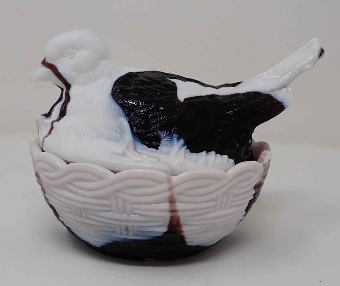 Purple Slag Glass Bird on Nest Candy Dish (1 of 2)