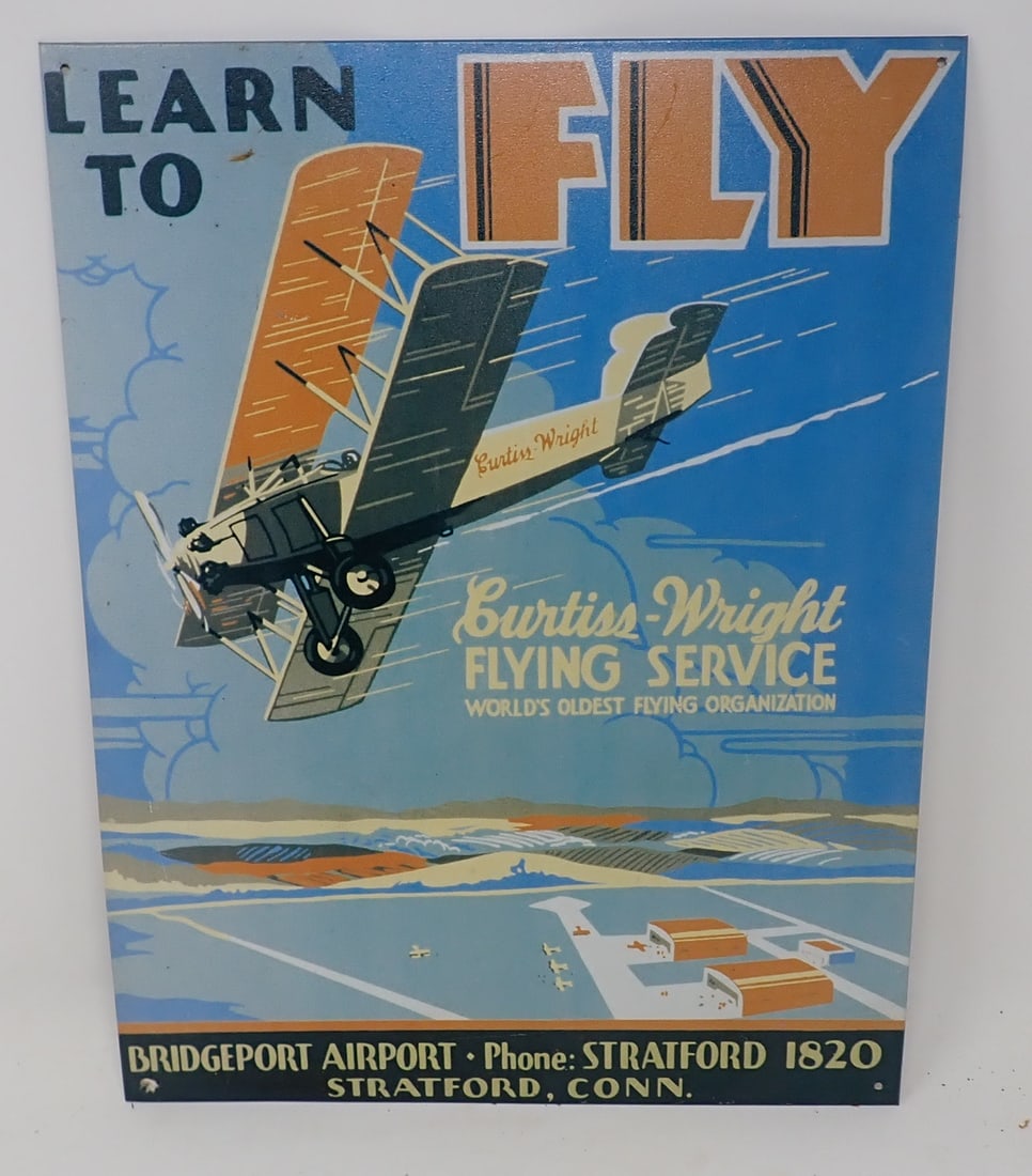 Curtiss Wright Flying Service Tin Sign (1 of 3)