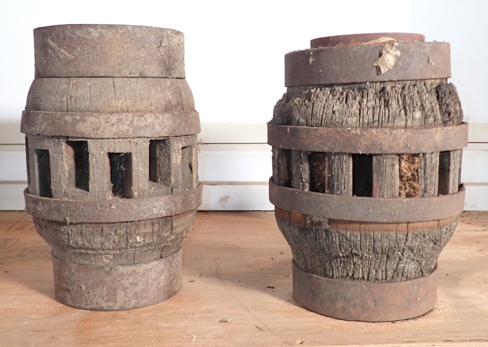 Wagon Wheel Hubs: Largest is 9" in diameter and 13" tall. NO SHIPPING