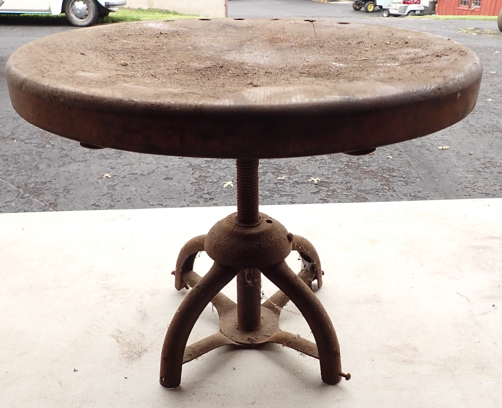 Industrial Stool Part: Approx 16" in diameter and 14 1/4" tall. NO SHIPPING