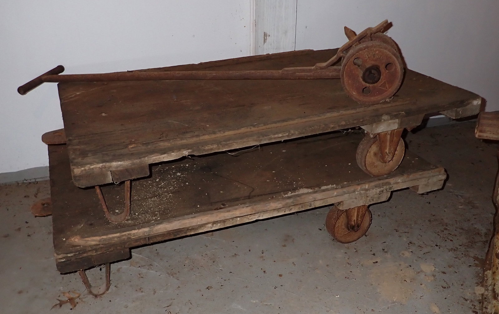 2 Industrial Carts w/ Dolly: Approx 30" x 48" x 9" tall. No shipping !!