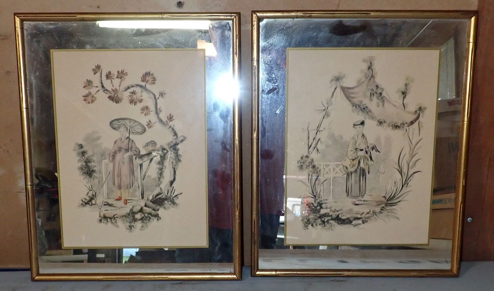 Mirrored Oriental Watercolors w/ Bamboo Style Frames (1 of 6)