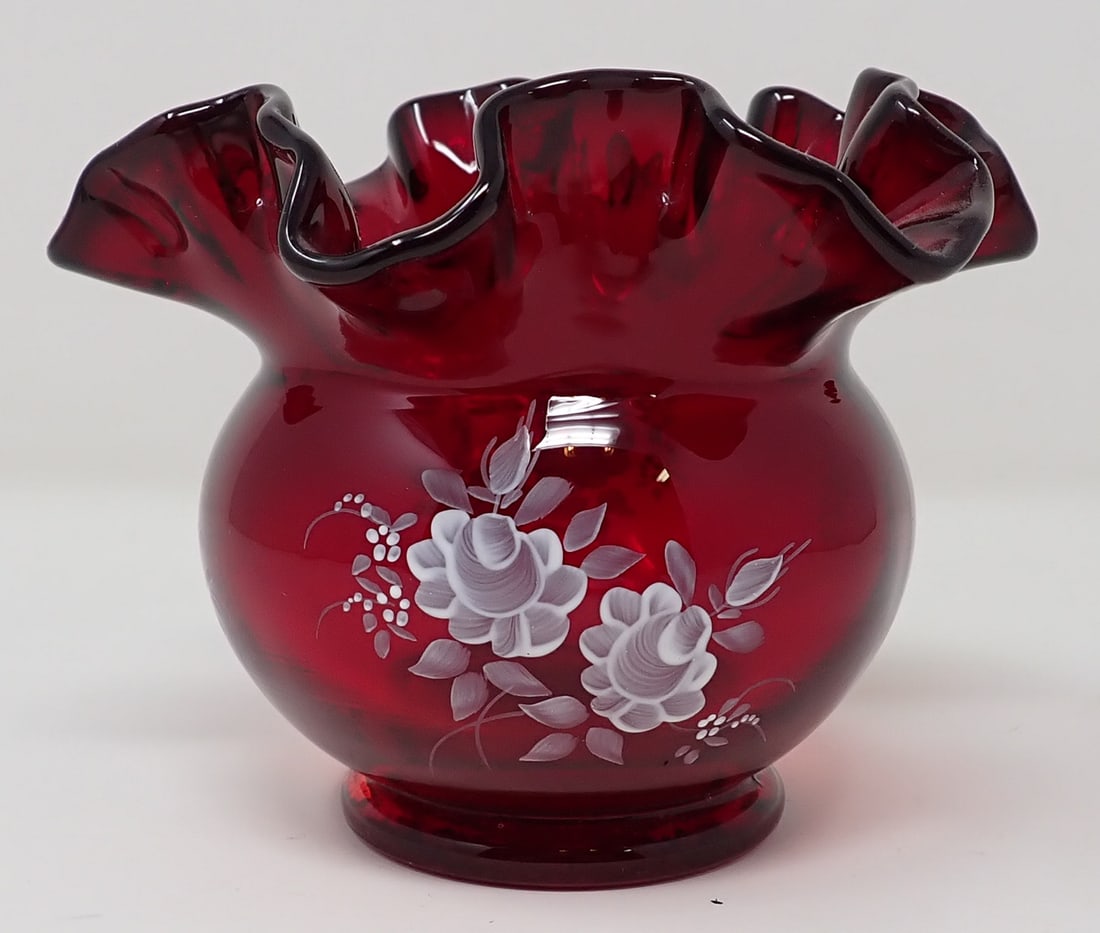 Hand Painted & Signed Fenton Vase (1 of 3)