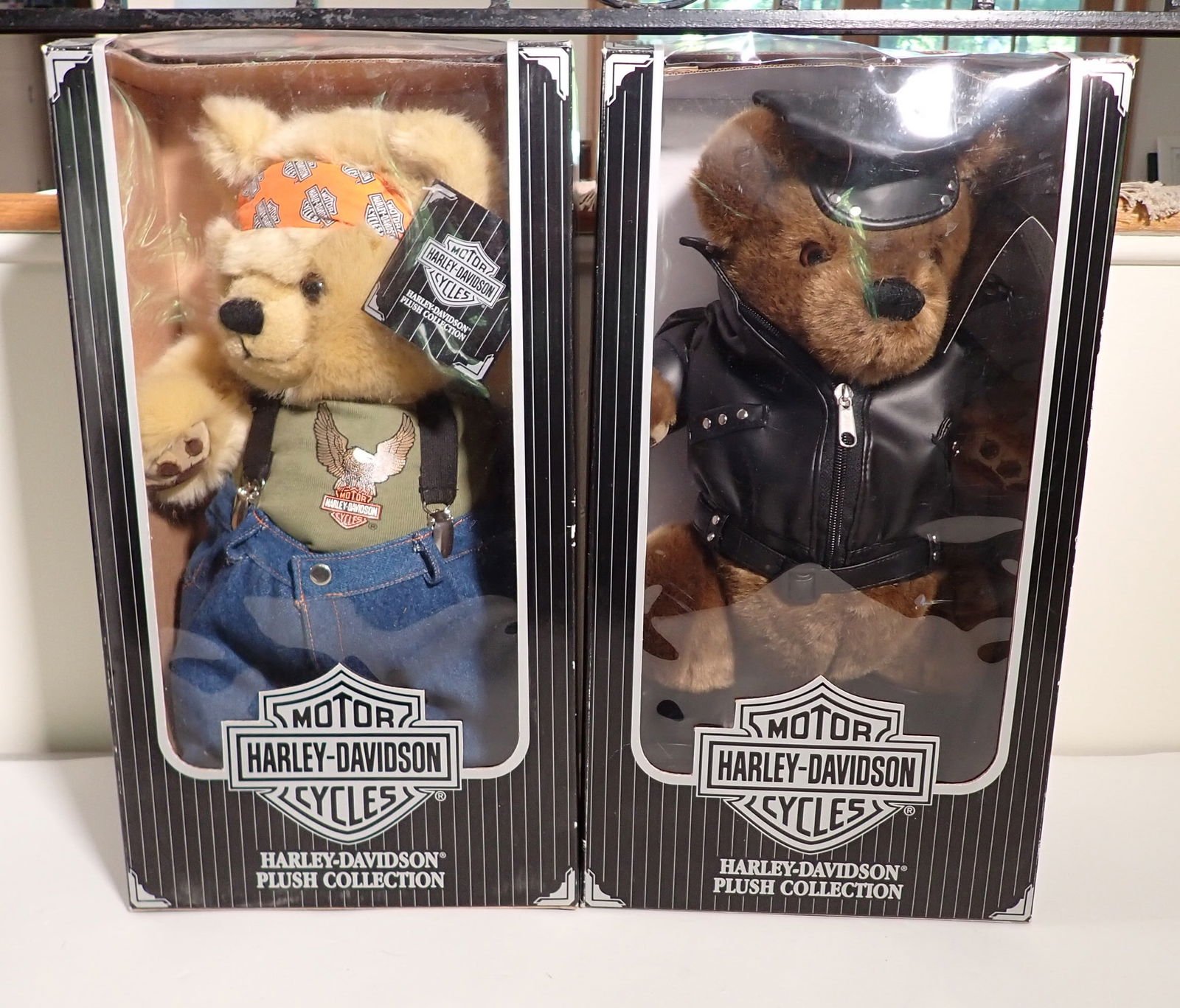 2 Harley Davidson Plus Teddy Bears: Approx 18" tall.