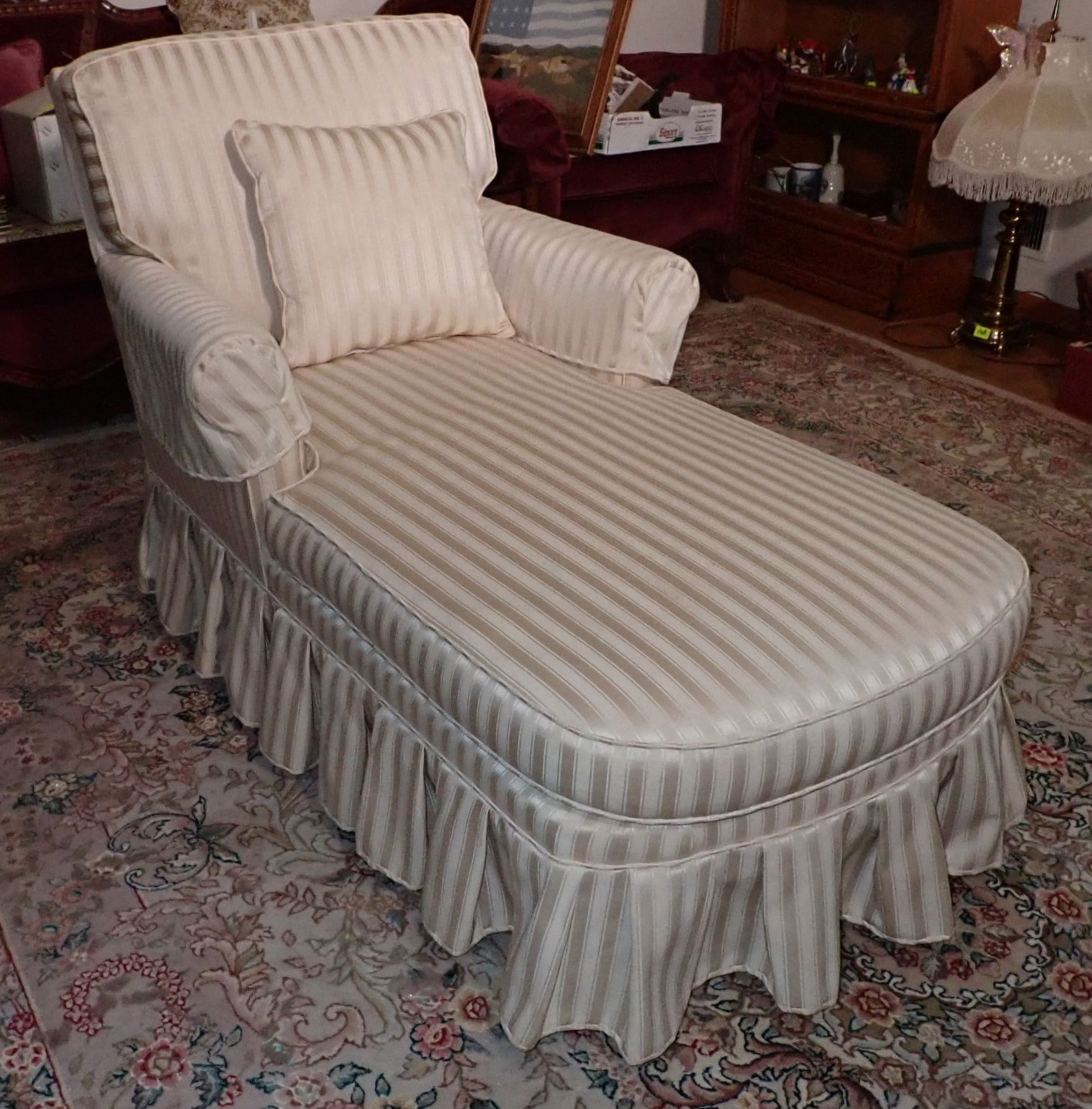 Upholstered Skirted Chaise Lounge Chair (1 of 4)