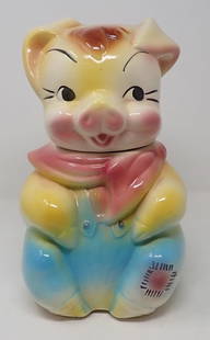 Farmer Pig in Overalls Cookie Jar: Approx 11 1/2" tall.