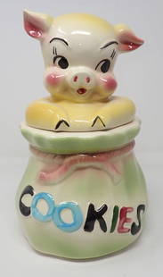 Pig Cookie Jar: Approx 12" tall.