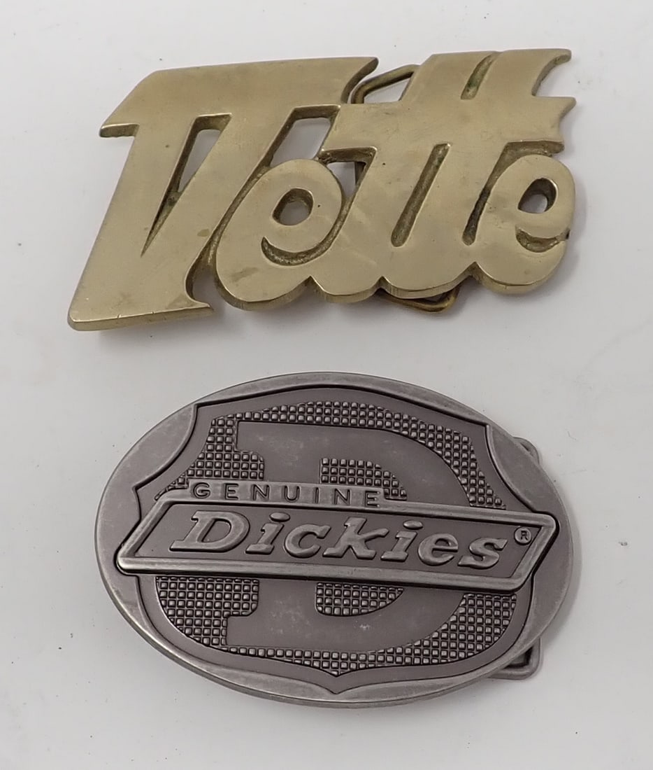 Brass Vette & Dickies Belt Buckles: Corvette buckle is approx 2" x 3 1/2"