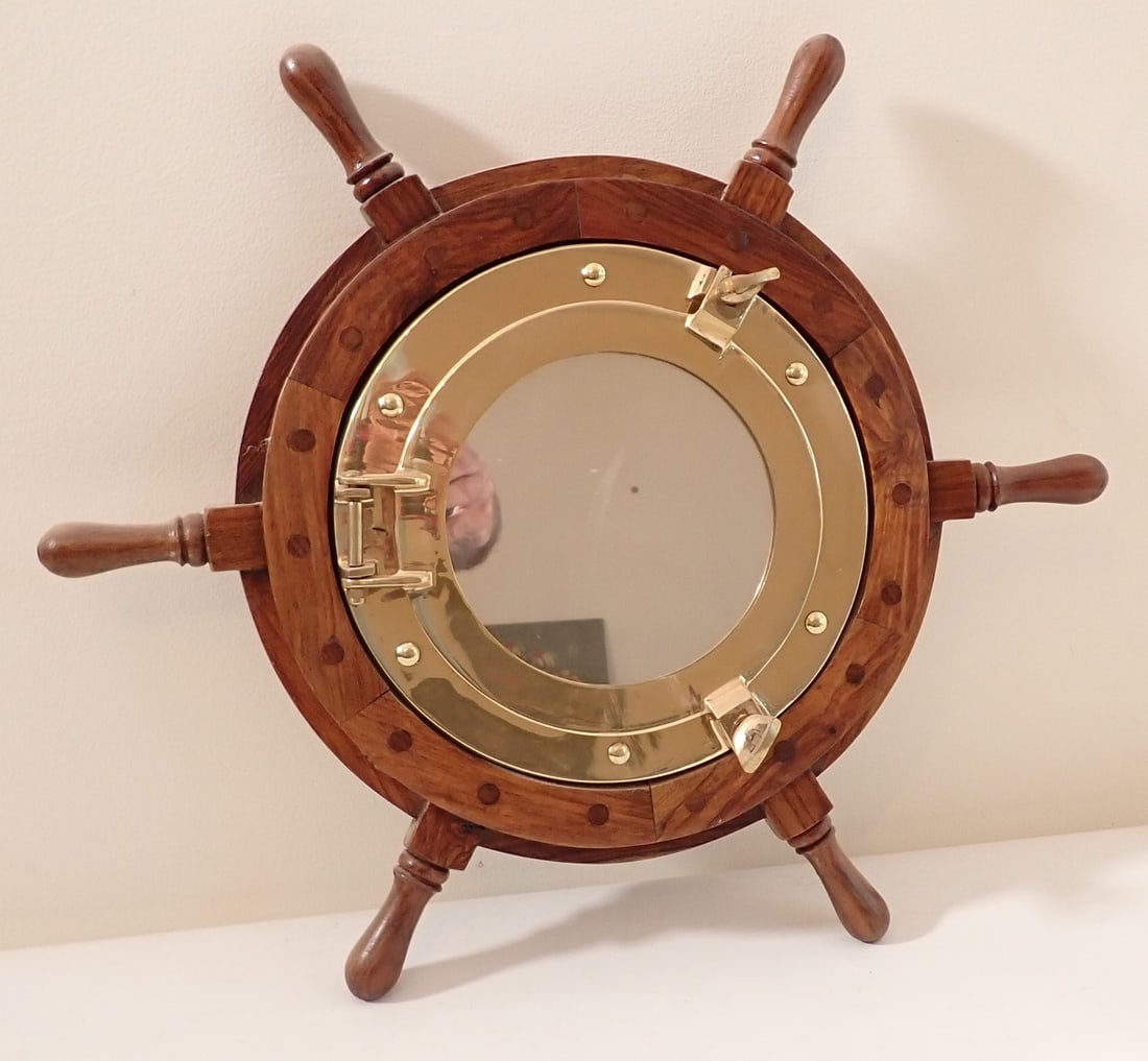 Brass Ship Porthole Decorator Mirror (1 of 3)